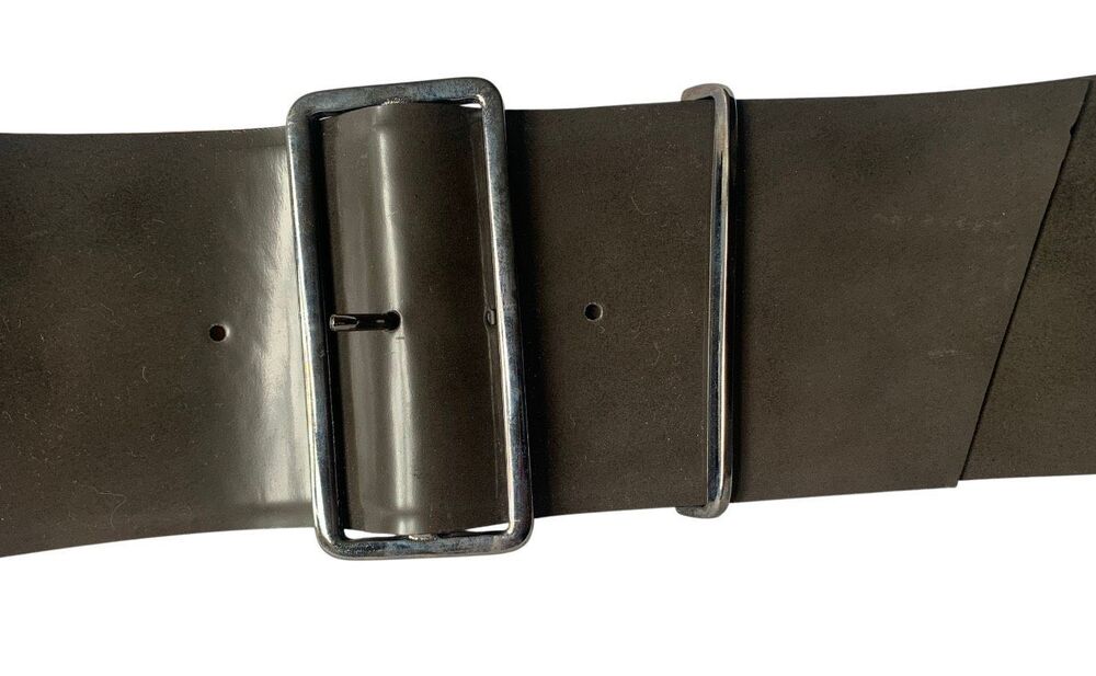 MAX MARA VINTAGE ITALY GRAY Leather WIDE Belt sz M